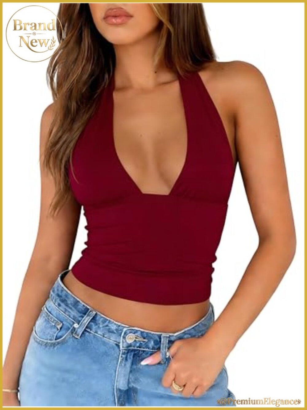 Women's Halter Neck Backless Tank Top Crop Sleeveless Y2K Slim Fit Summer